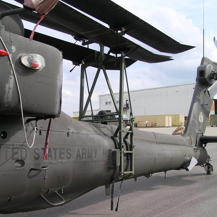 Apache Helicopter equipped with Davis Aircraft blade fold assembly