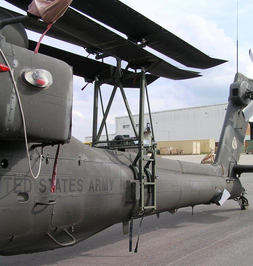 Apache Helicopter equipped with Davis Aircraft blade fold assembly